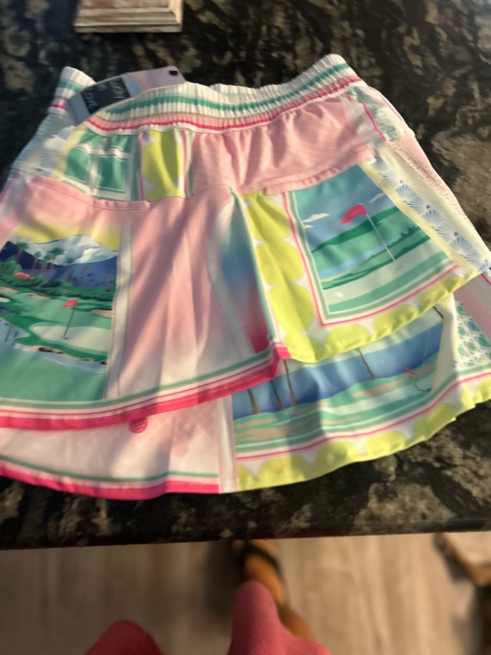 Lucky in Love Pastel Golf-Print Skort in Pink, Mint & Yellow